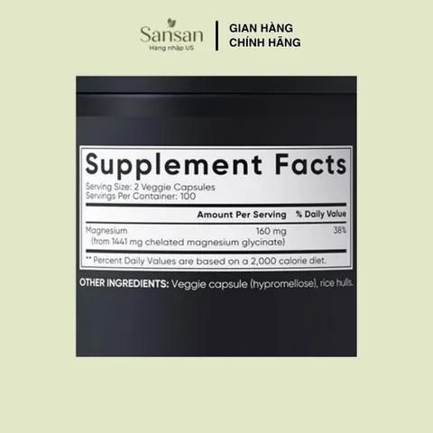 Viên Uống Bổ Sung Magie Sports Research Chelated Magnesium Glycinate 160mg 180 200 Viên – Magnesium Glycinate Vegan