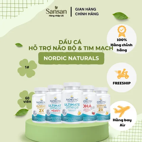 Nordic Naturals Omega 3 60 Viên Ultimate Omega 2X DHA Xtra Vitamin D3 CoQ10 Dầu Cá EPA DHA