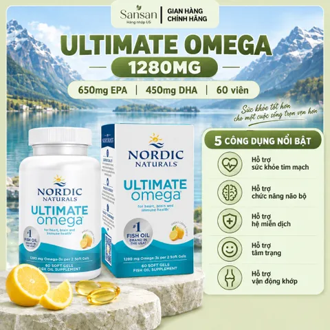 Nordic Naturals Omega 3 60 Viên Ultimate Omega 2X DHA Xtra Vitamin D3 CoQ10 Dầu Cá EPA DHA