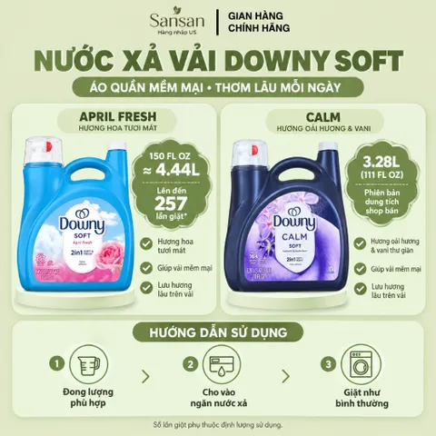 Nước Xả Vải Downy Mỹ Làm Mềm Thơm Lâu – April Fresh 4.44L 257 Lần Giặt / Infusions Calm Lavender & Vanilla