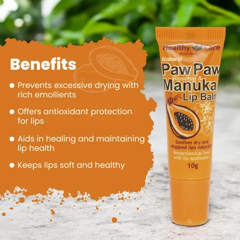 Son Dưỡng Môi Đa Năng Healthy Care Paw Paw 10g - Mật Ong Manuka & Dầu Tầm Xuân Phục Hồi, Giảm Nứt Nẻ (1 tuýp)