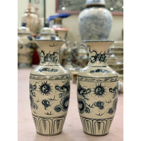 Đồ thờ cúng - Hai Lọ lộc bình men rạn cao 45cm đồ thờ Bát Tràng cao cấp