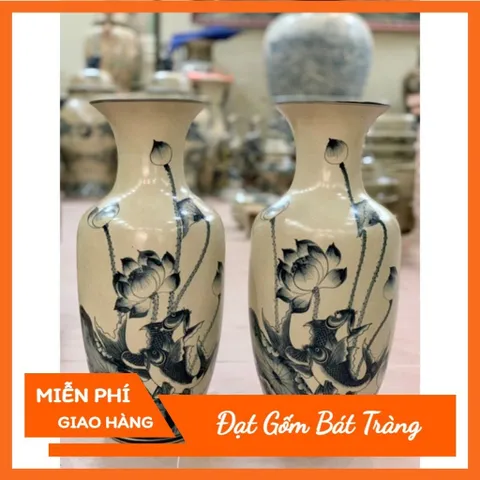 Đồ thờ cúng - Hai Lọ lộc bình men rạn cao 45cm đồ thờ Bát Tràng cao cấp