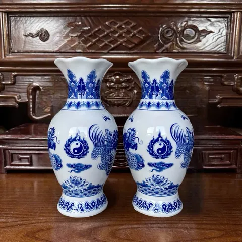 Chóe thờ cúng - chum nước thờ cúng vẽ rồng,sen men trắng gốm sứ bát tràng