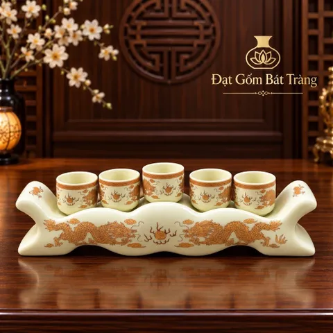 Đồ thờ cúng - bộ thờ cúng men kem gốm sứ Bát Tràng