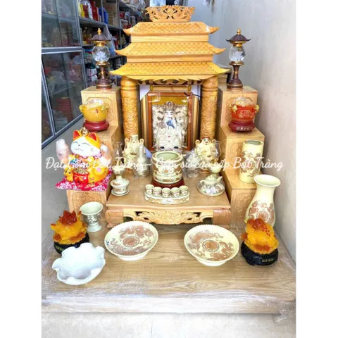 Đồ thờ cúng - bộ thờ cúng men kem gốm sứ Bát Tràng