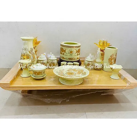 Đồ thờ cúng - bộ thờ cúng men kem gốm sứ Bát Tràng