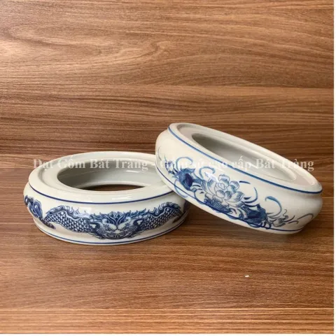 Đế sứ bát hương rồng/sen thờ cúng gốm sứ Bát Tràng HK