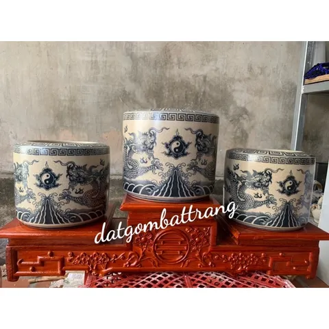 Bát hương thờ cúng men rạn gốm sứ Bát Tràng