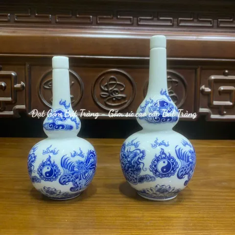 ĐỒ THỜ CÚNG - Bộ thờ cúng men trắng cao cấp gốm sứ Bát Tràng, bát hương,chóe, kỷ, lọ hoa thờ