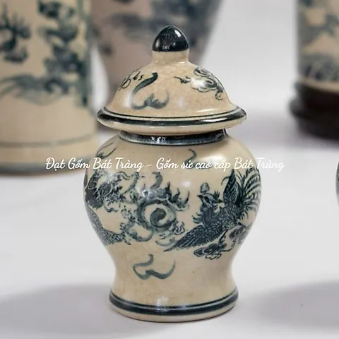 Bộ thờ cúng men rạn - đồ thờ cúng gia tiên thổ công bàn thờ thần tài gốm sứ Bát Tràng