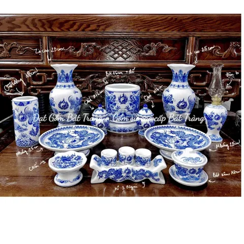 Đồ Thờ Cúng Cao Cấp Hàng Nghệ Nhân Bát Tràng - Bát Hương,Lọ hoa,Chóe,Kỷ,Mâm Bồng đồ thờ men trắng