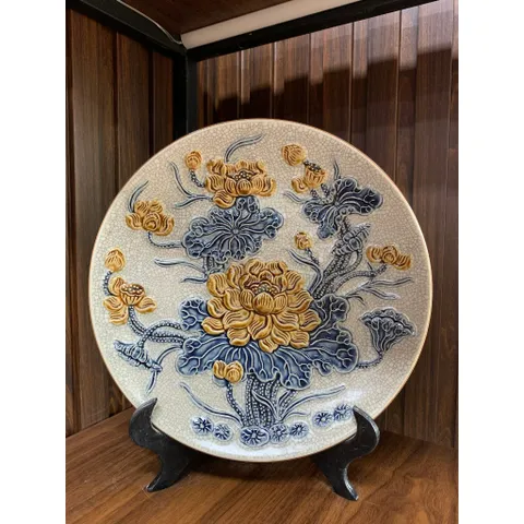Đồ Thờ Cúng Cao Cấp - Men Rạn Đắp Nổi Nghệ Nhân Bát Tràng - Bát Hương Lư Hương - Bộ Đồ Cúng