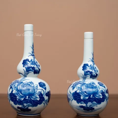 Bộ Thờ Cúng Cao Cấp Men Trắng Vẽ Hoa Sen Gốm Sứ Bát Tràng