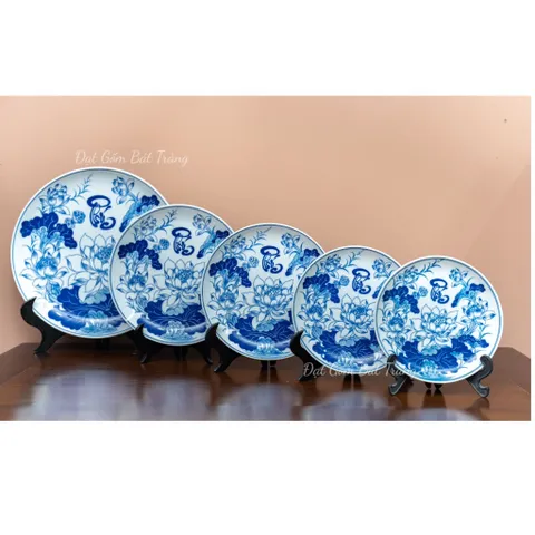 Bộ Thờ Cúng Cao Cấp Men Trắng Vẽ Hoa Sen Gốm Sứ Bát Tràng
