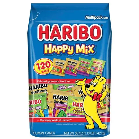 Kẹo dẻo Haribo Gummi Candy Happy Mix 120 gói của Mỹ