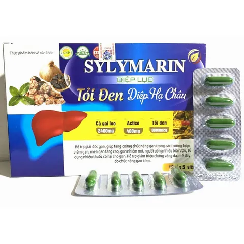 SYLYMARIN DIỆP LỤC TỎI ĐEN DIỆP HẠ CHÂU SILYMARIN giải độc gan, mát gan, hạ men gan, Giải độc gan 