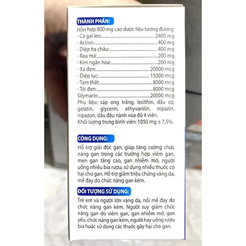 SYLYMARIN DIỆP LỤC TỎI ĐEN DIỆP HẠ CHÂU SILYMARIN giải độc gan, mát gan, hạ men gan, Giải độc gan 