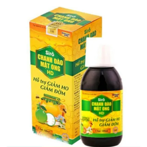 Sirô Chanh Đào Mật Ong HD giảm ho, giảm viêm họng, giảm đờm, hết khò khòe chai 100ml