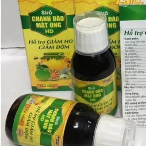Sirô Chanh Đào Mật Ong HD giảm ho, giảm viêm họng, giảm đờm, hết khò khòe chai 100ml