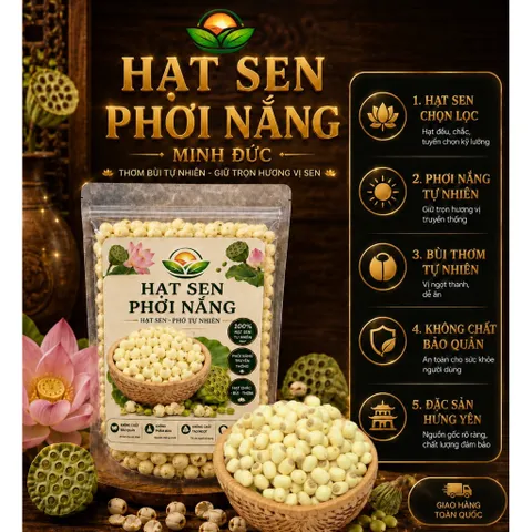 Hạt Sen Khô, hạt sen để nấu - hạt sen Minh Đức - 1kg, 500g, 250g