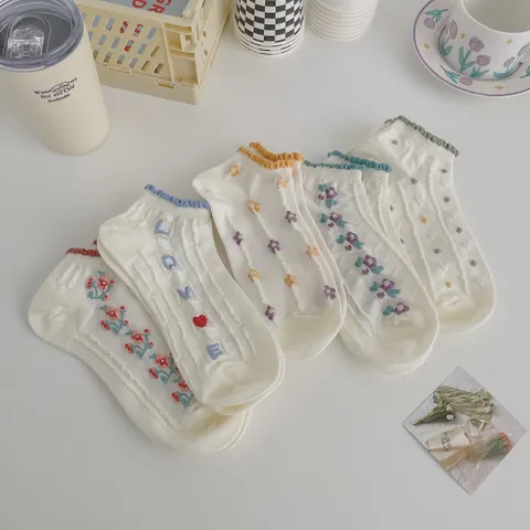 Set 10 đôi tất vớ thuyền phối ren thời trang nữ 875975