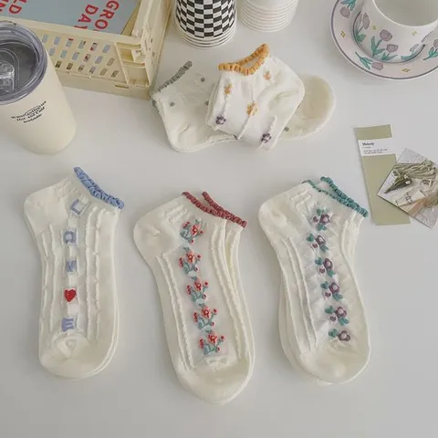 Set 10 đôi tất vớ thuyền phối ren thời trang nữ 875975