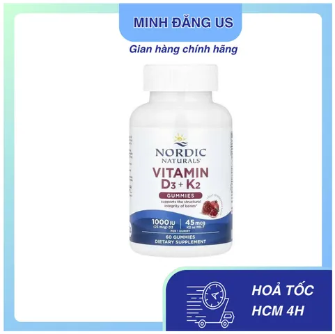 Kẹo dẻo Bổ Sung Vitamin D3 K2 Nordic Naturals Pomegranate 60 Viên