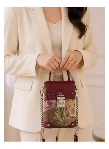 (NEW LIMITED ORDER VIP) - Túi xách nữ da cao cấp họa tiết ĐỎ và XANH đeo vai dây xích nhỏ thương hiệu MISS GAIL