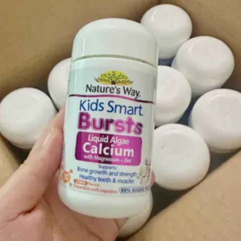 Viên nhai Calci tảo biển đỏ Nature's Way Kids Smart Bursts Liquid Algae Calcium with Magnesium + Zinc |30 viên| dành cho trẻ từ 6 tháng - 11 tuổi