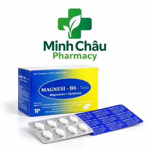 Viên uống bổ sung Magnesi và vitamin B6 giảm chuột rút,căng thẳng-Hộp 100 viên- Tana