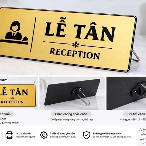 [HOẢ TỐC] Bảng tên để bàn, bảng phòng ban để bàn, có chân chống, đế gỗ, in theo yêu cầu