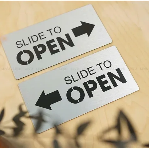 Bảng Alu In UV, đóng mở cửa, Pull, Push, open, nhận in theo yêu cầu