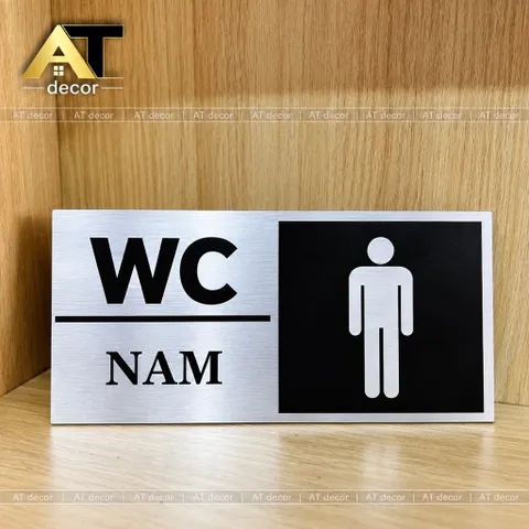 [HOẢ TỐC] Bảng wc nam nữ chất liệu alu bạc xước in uv có sẵn keo dính mặt sau, thiết kế và in mẫu theo yêu cầu