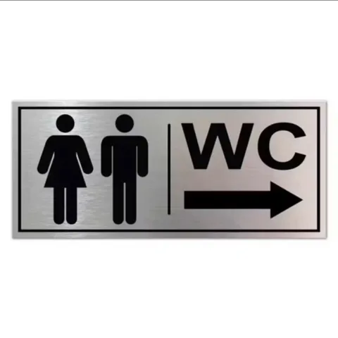 [HOẢ TỐC] Bảng wc nam nữ chất liệu alu bạc xước in uv có sẵn keo dính mặt sau, thiết kế và in mẫu theo yêu cầu