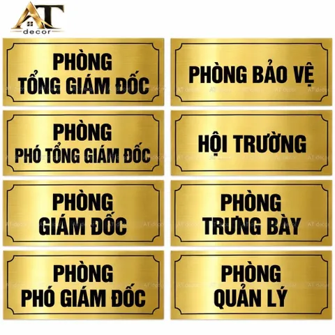 Bảng tên phòng chức danh dán cửa chất liệu nhôm alu vàng cao cấp, tặng kèm keo dán, có hỗ trợ thiết kế theo yêu cầu