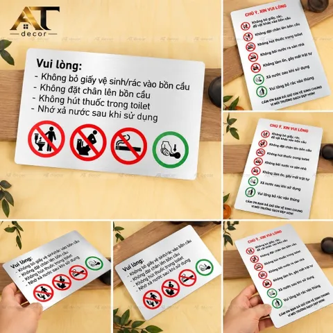 [Bảng Alu] Bảng chỉ dẫn, cảnh báo chất liệu alu bạc xước in uv có sẵn keo dính mặt sau, thiết kế và in mẫu theo yêu cầu