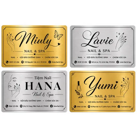 Bảng Tên Shop Hộ Kinh Doanh ALU Bạc Xước Vàng Xước In UV Theo Yêu Cầu, Bảng Tên Cửa Hàng, Công Ty, Logo Cá Nhân Hóa