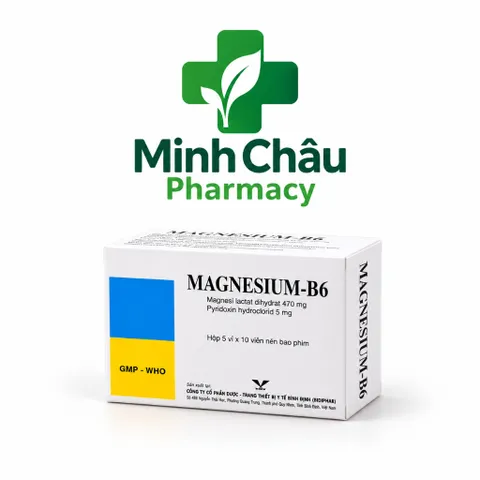 Magnesium B6 bổ sung Magie và vitamin b6 ( 470/5mg) ổn định thần kinh, giảm căng thẳng,đau cơ, chuột rút- hộp 50 viên