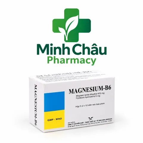 Magnesium B6 bổ sung Magie và vitamin b6 ( 470/5mg) ổn định thần kinh, giảm căng thẳng,đau cơ, chuột rút- hộp 50 viên