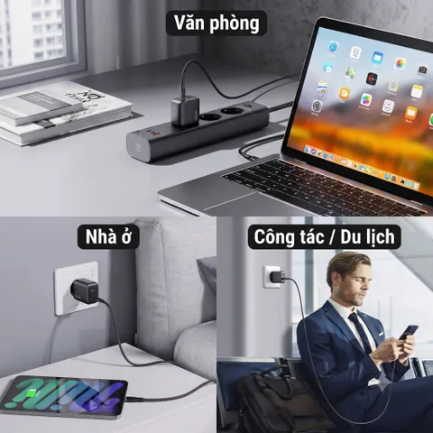 Bộ sạc nhanh 35w hãng Voltme kèm cáp C to C, Tương thích ip15 seri trở lên và các dòng android chân type-C