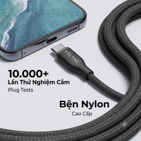 Bộ sạc nhanh 35w hãng Voltme kèm cáp C to C, Tương thích ip15 seri trở lên và các dòng android chân type-C