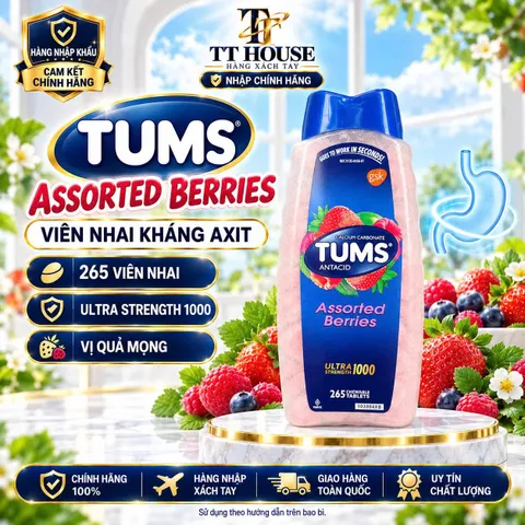  VIÊN KẸO NHAI GIẢM ĐẦY BỤNG Ợ CHUA TUMS ULTRA 1000 CHAI 265 VIÊN NỘI ĐỊA MỸ
