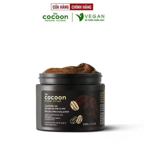 Cà phê Đắk lắk làm sạch da chết COCOON 200ml HŨ