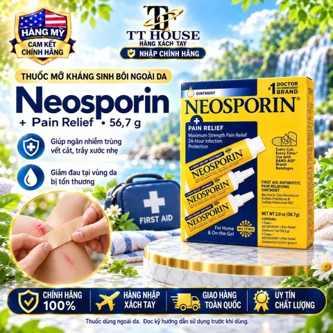  KEM MỠ SƠ CỨU DA NEOSPORIN PAIN RELIEF MỸ SET 3 TUÝP (56.7G)