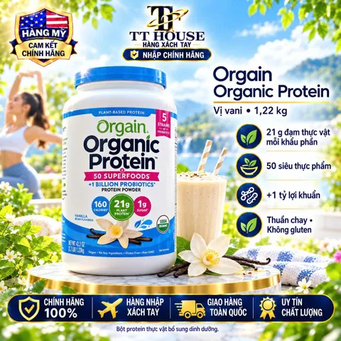 BỘT ĐẠM THỰC VẬT HỮU CƠ ORGAIN ORGANIC PROTEIN HŨ 1.22KG NỘI ĐỊA MỸ
