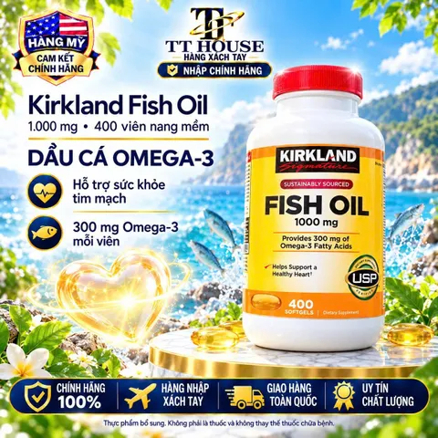 Dầu Cá Kirkland Signature Omega-3 Fish Oil 1000mg (400 Viên)