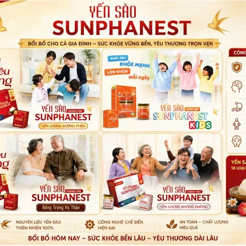 [1 HỘP 6 LỌ] YẾN SÀO KHÁNH HÒA SUNPHANEST – ĐÔNG TRÙNG HẠ THẢO