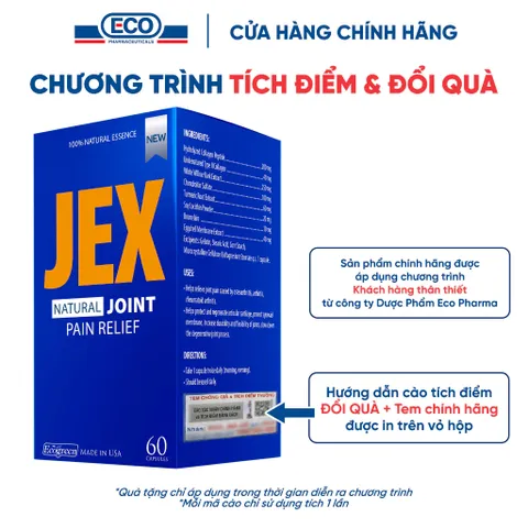 [Đầy Đủ Tem Tích Điểm] COMBO 2 Hộp JEX 60 Viên tặng 1 chai 15V hỗ trợ giảm đau, tái tạo sun khớp