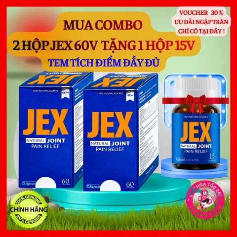 [Đầy Đủ Tem Tích Điểm] COMBO 2 Hộp JEX 60V tặng 1 chai 15V hỗ trợ giảm đau, tái tạo xương khớp